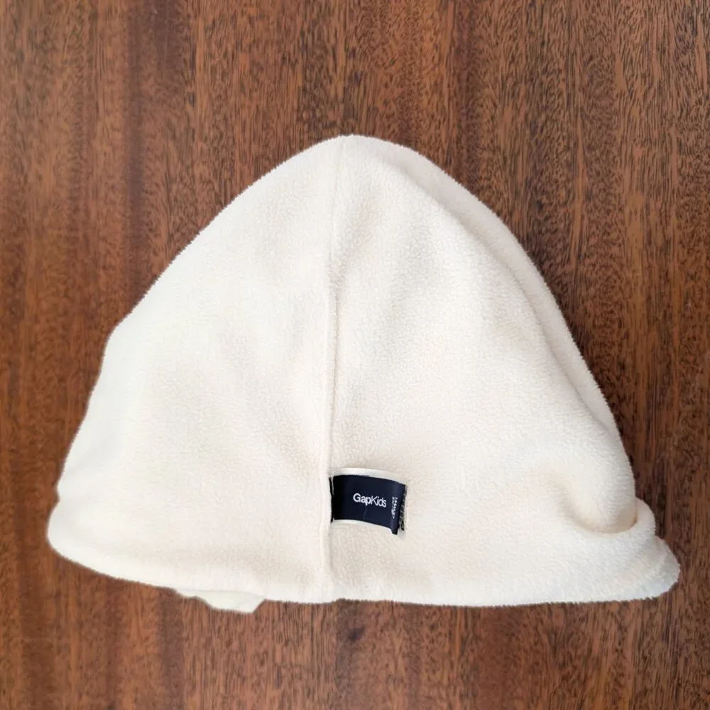 GapKids Girls Boys Ivory Soft Fleece Flower Hat Toque Beanie Sparkle - S/M